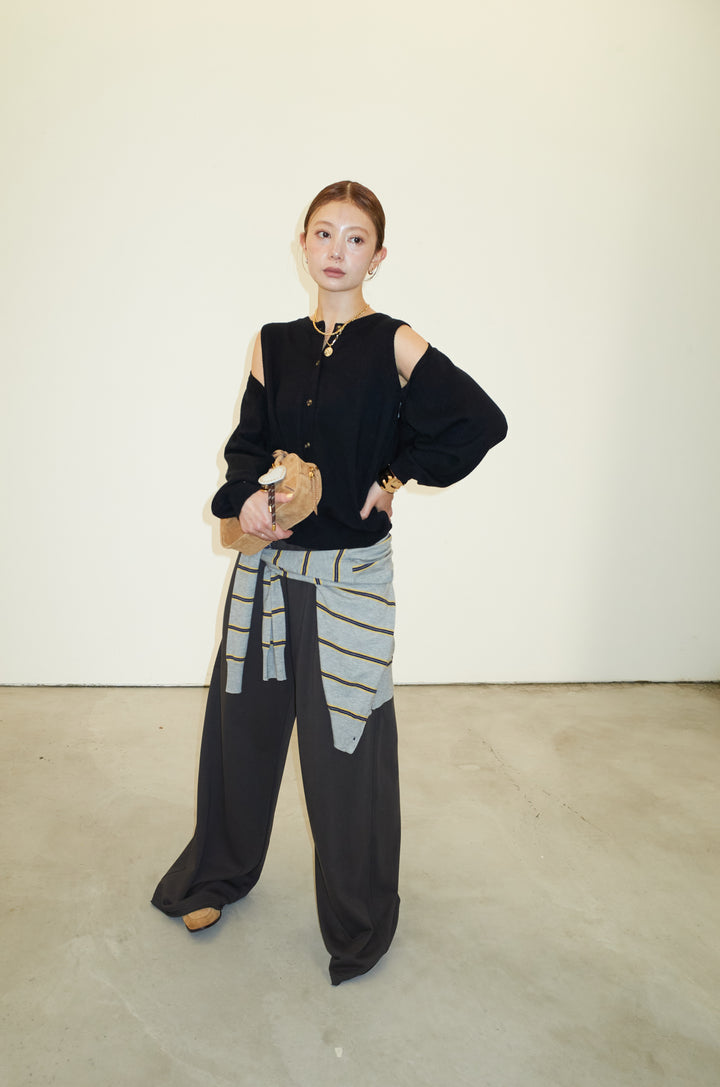 [予約/SET]2wayニットカーデ+エフォートレススウェットパンツ(2set)