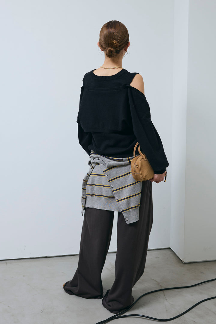 [予約/SET]2wayニットカーデ+エフォートレススウェットパンツ(2set)