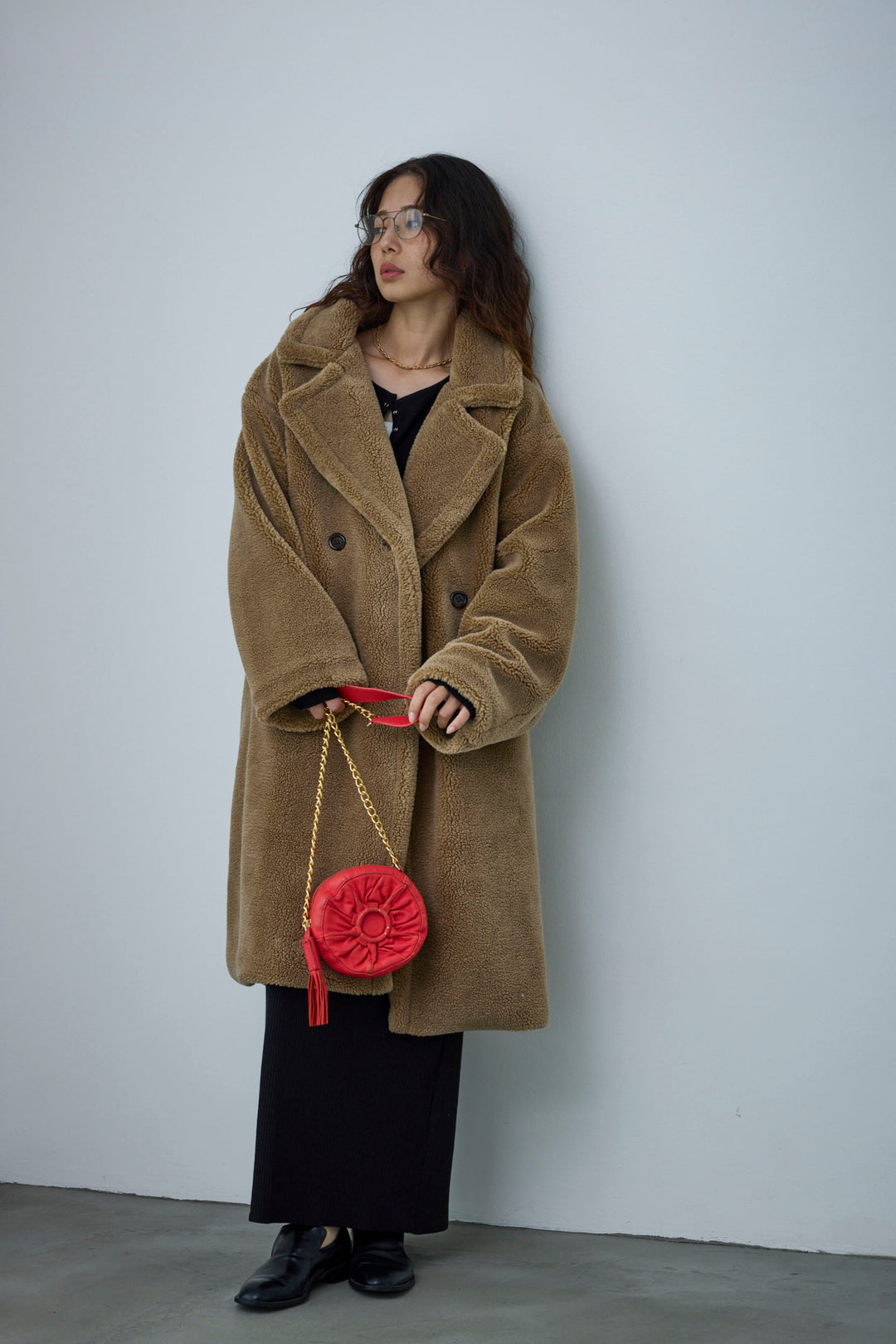 [予約/SET]テディロングコート+ヘンリーリブワンピース(2set)