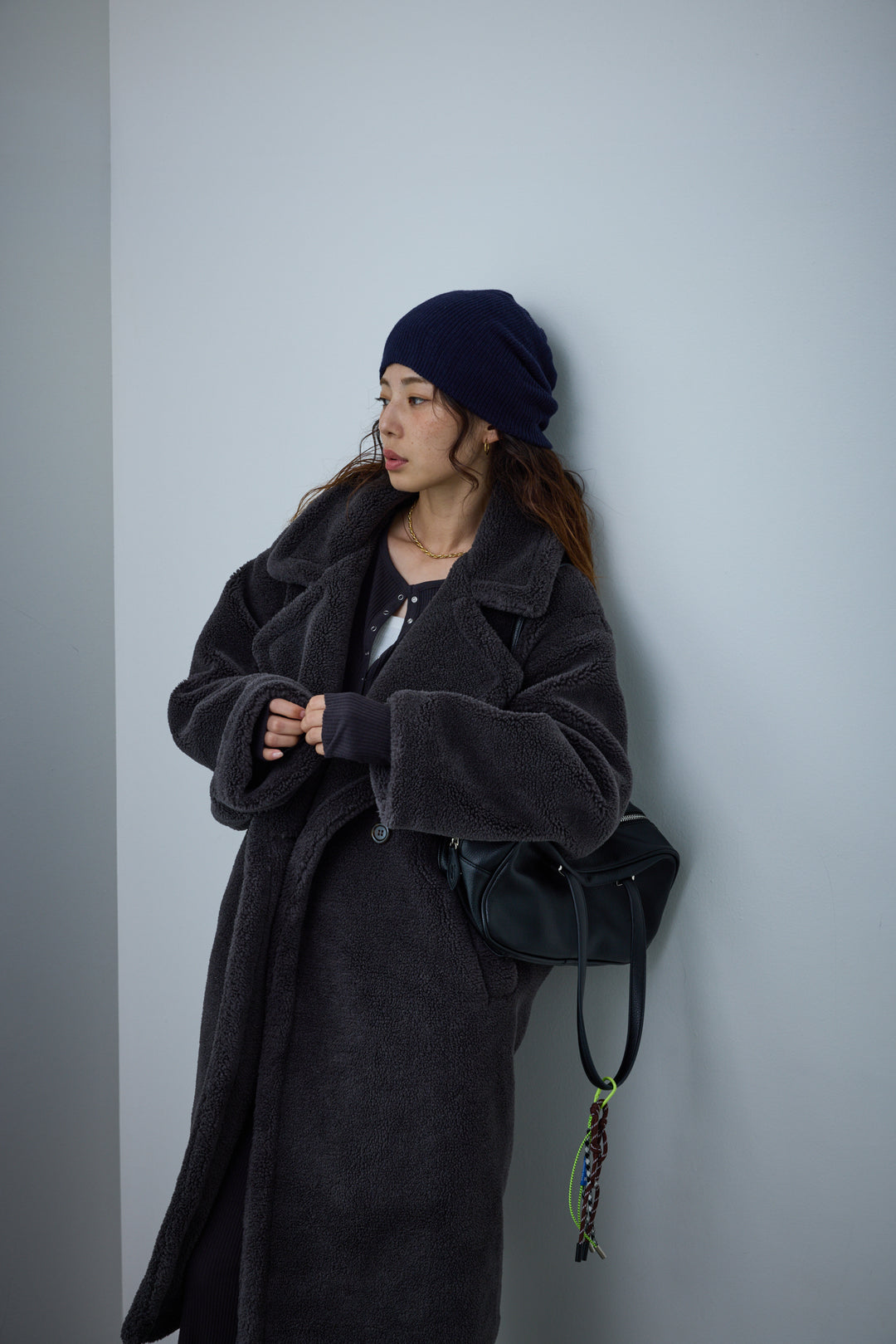 [予約/SET]テディロングコート+ヘンリーリブワンピース(2set)