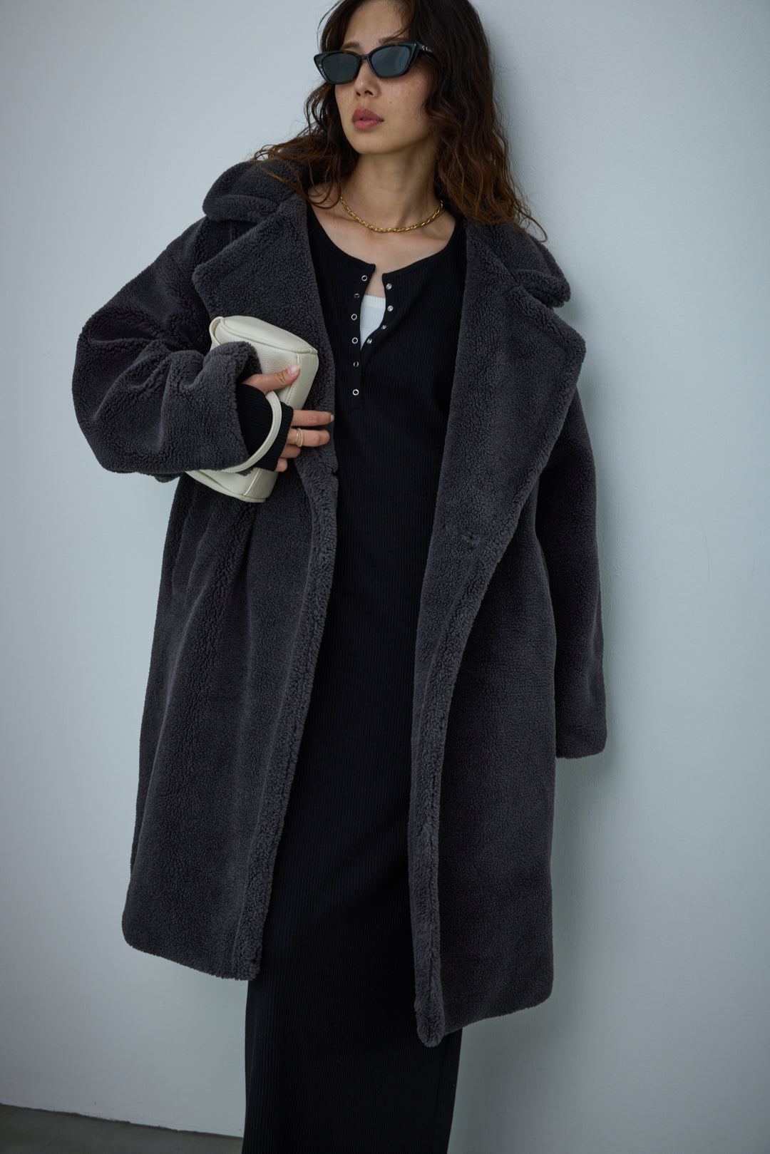 [予約/SET]テディロングコート+ヘンリーリブワンピース(2set)