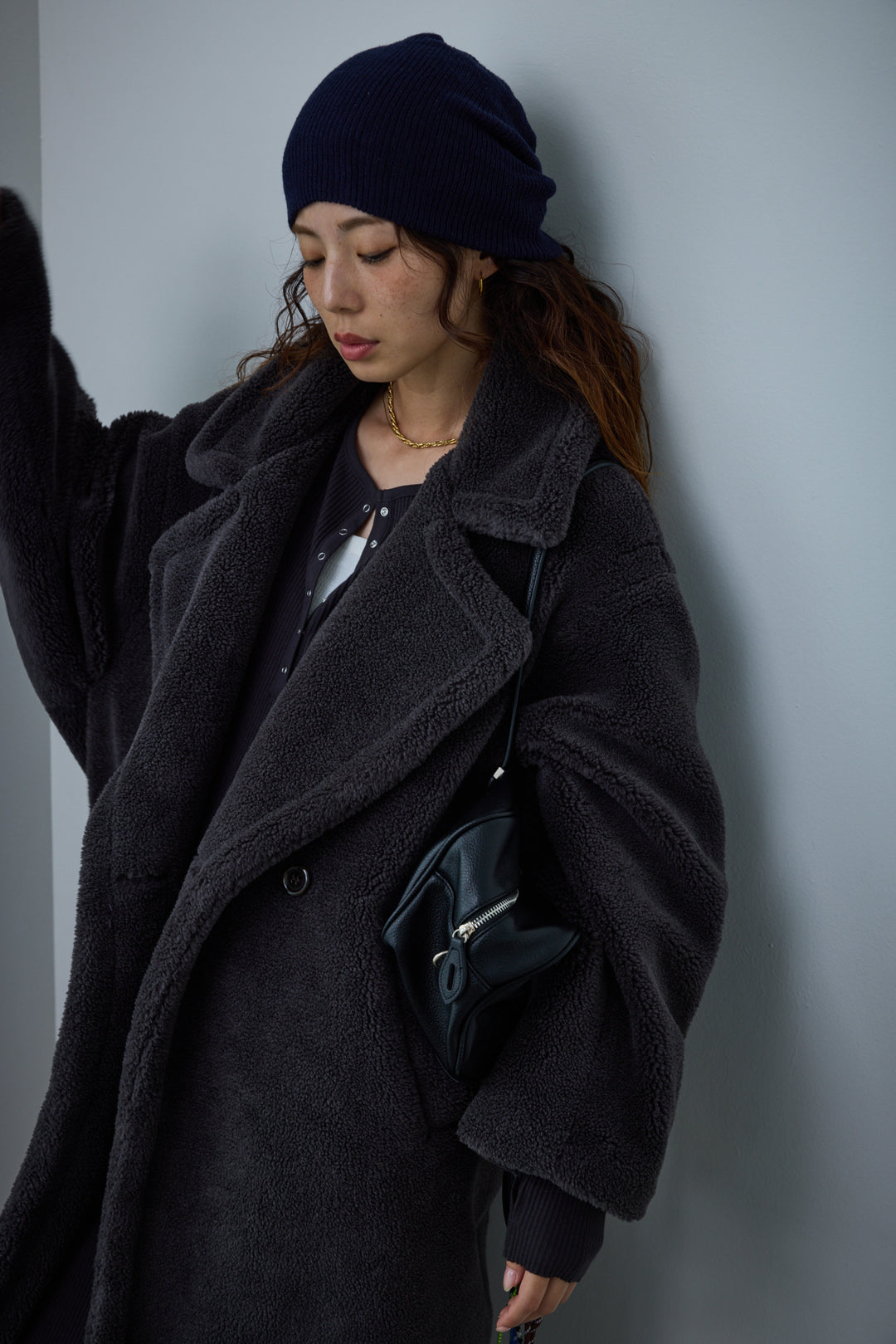 [予約/SET]テディロングコート+ヘンリーリブワンピース(2set)