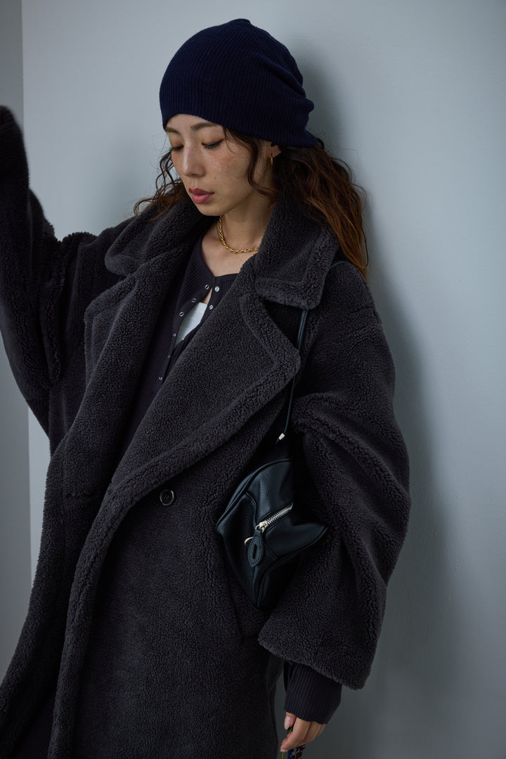 [予約/SET]テディロングコート+ヘンリーリブワンピース(2set)