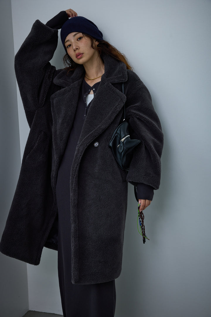 [予約/SET]テディロングコート+ヘンリーリブワンピース(2set)