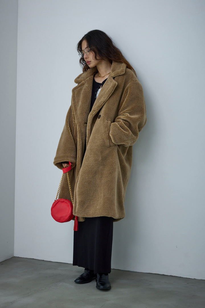 [予約/SET]テディロングコート+ヘンリーリブワンピース(2set)