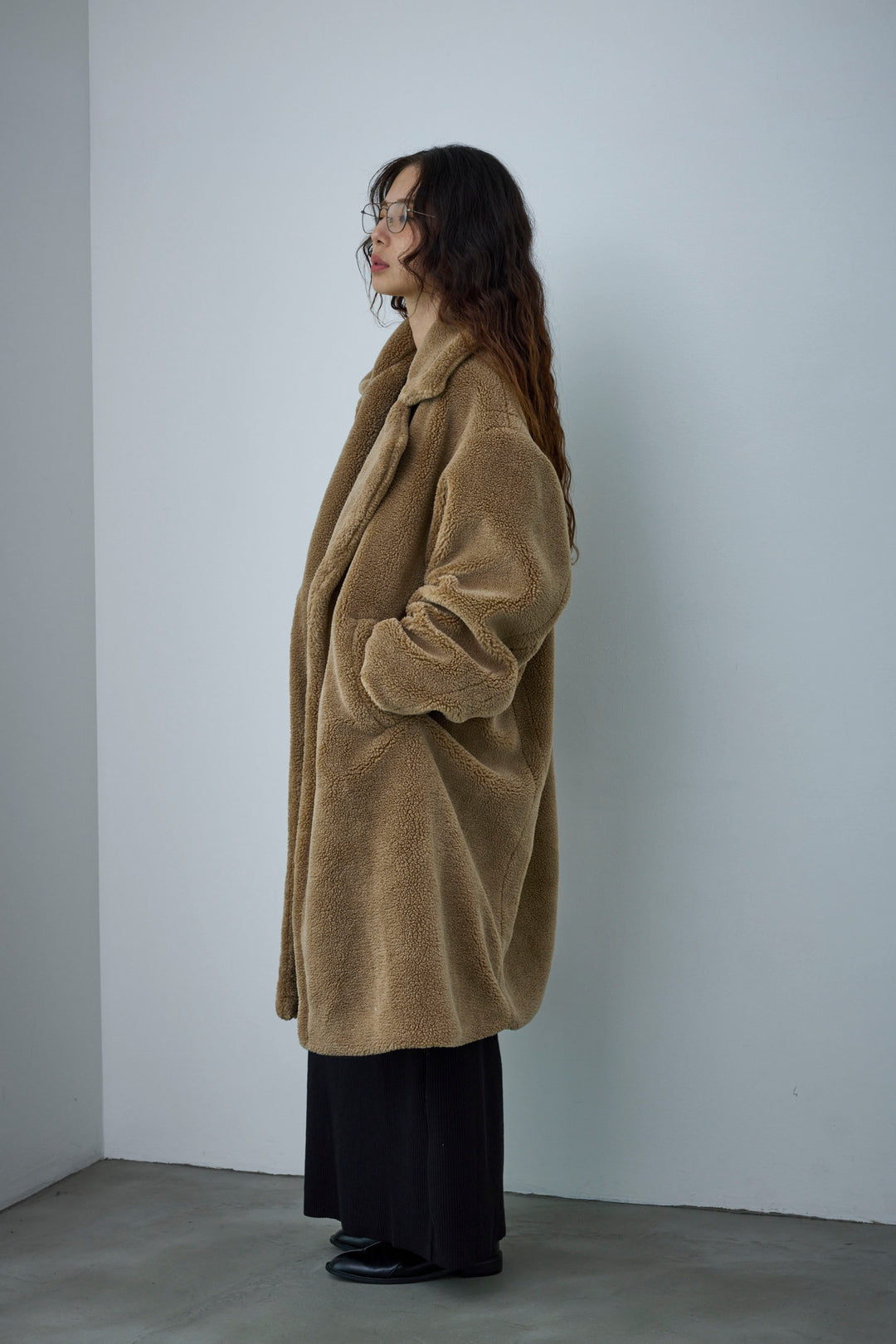 [予約/SET]テディロングコート+ヘンリーリブワンピース(2set)