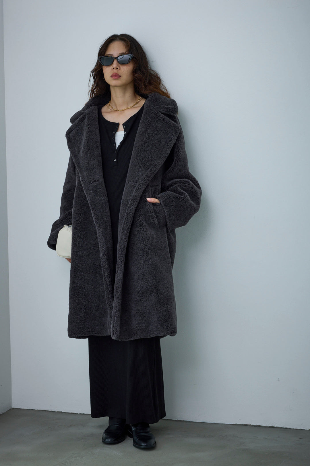 [予約/SET]テディロングコート+ヘンリーリブワンピース(2set)