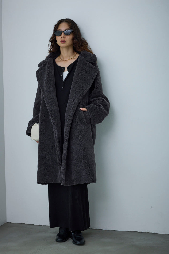 [予約/SET]テディロングコート+ヘンリーリブワンピース(2set)