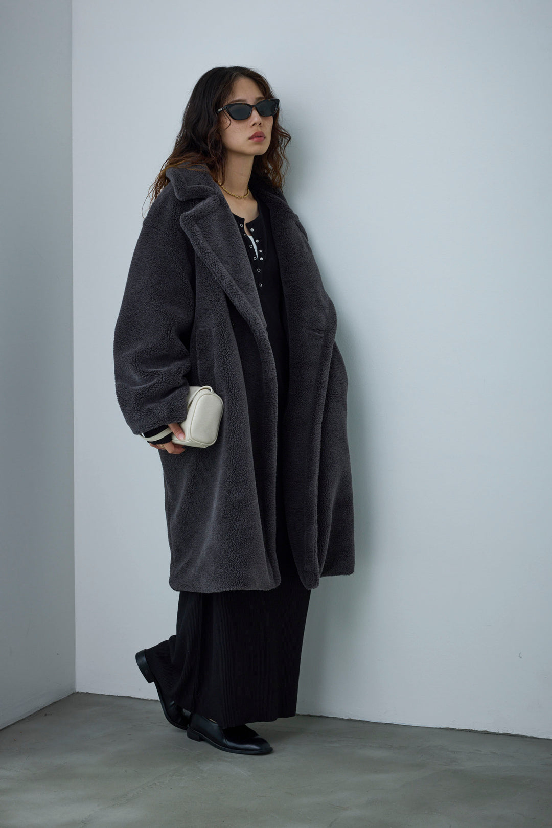 [予約/SET]テディロングコート+ヘンリーリブワンピース(2set)