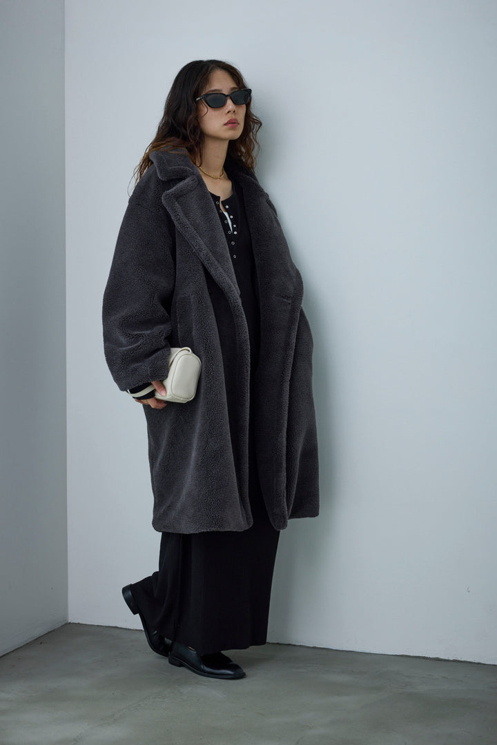 [予約/SET]テディロングコート+ヘンリーリブワンピース(2set)