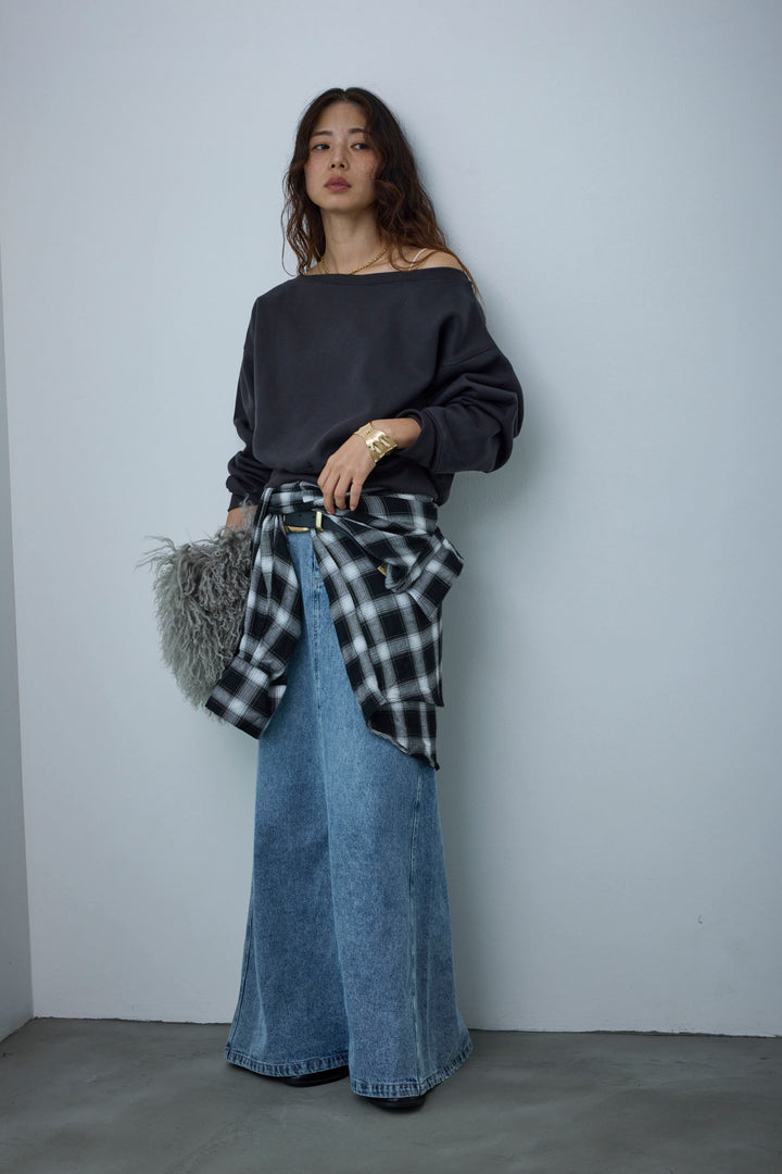 [予約/SET]裏起毛オフショルスウェット+オーセンティックデニムSK(2set)