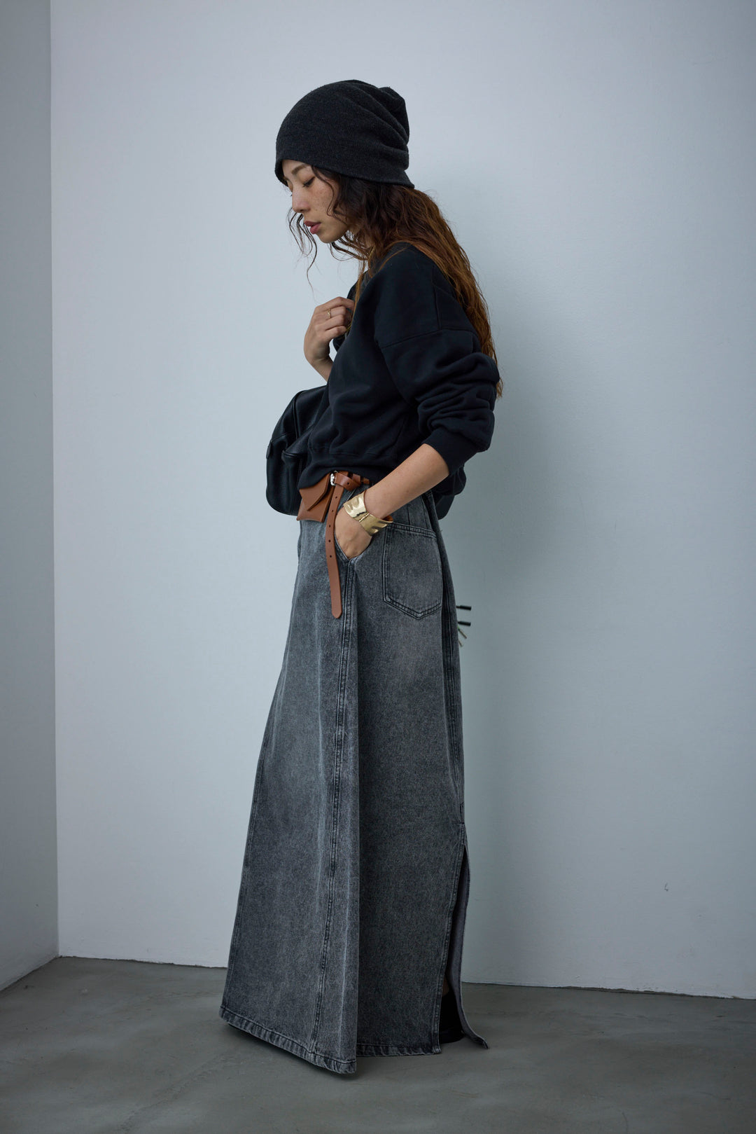 [予約/SET]裏起毛オフショルスウェット+オーセンティックデニムSK(2set)