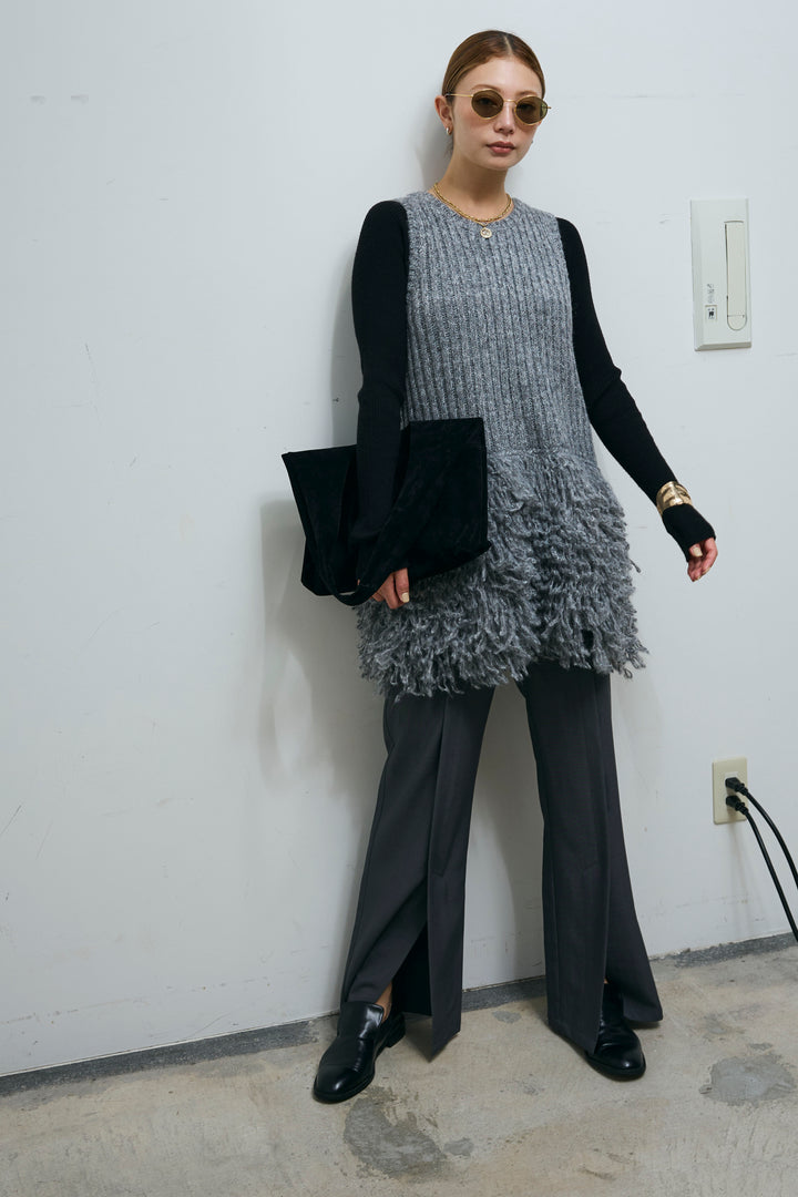 [予約]フリンジ切り替えニットチュニック