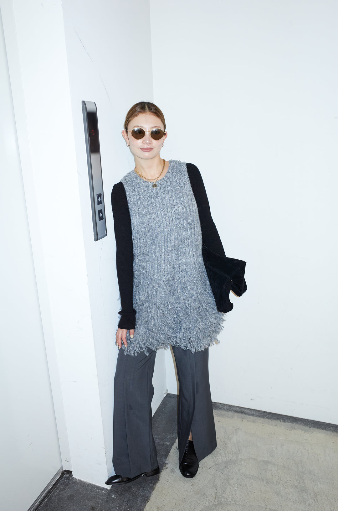 [予約]フリンジ切り替えニットチュニック