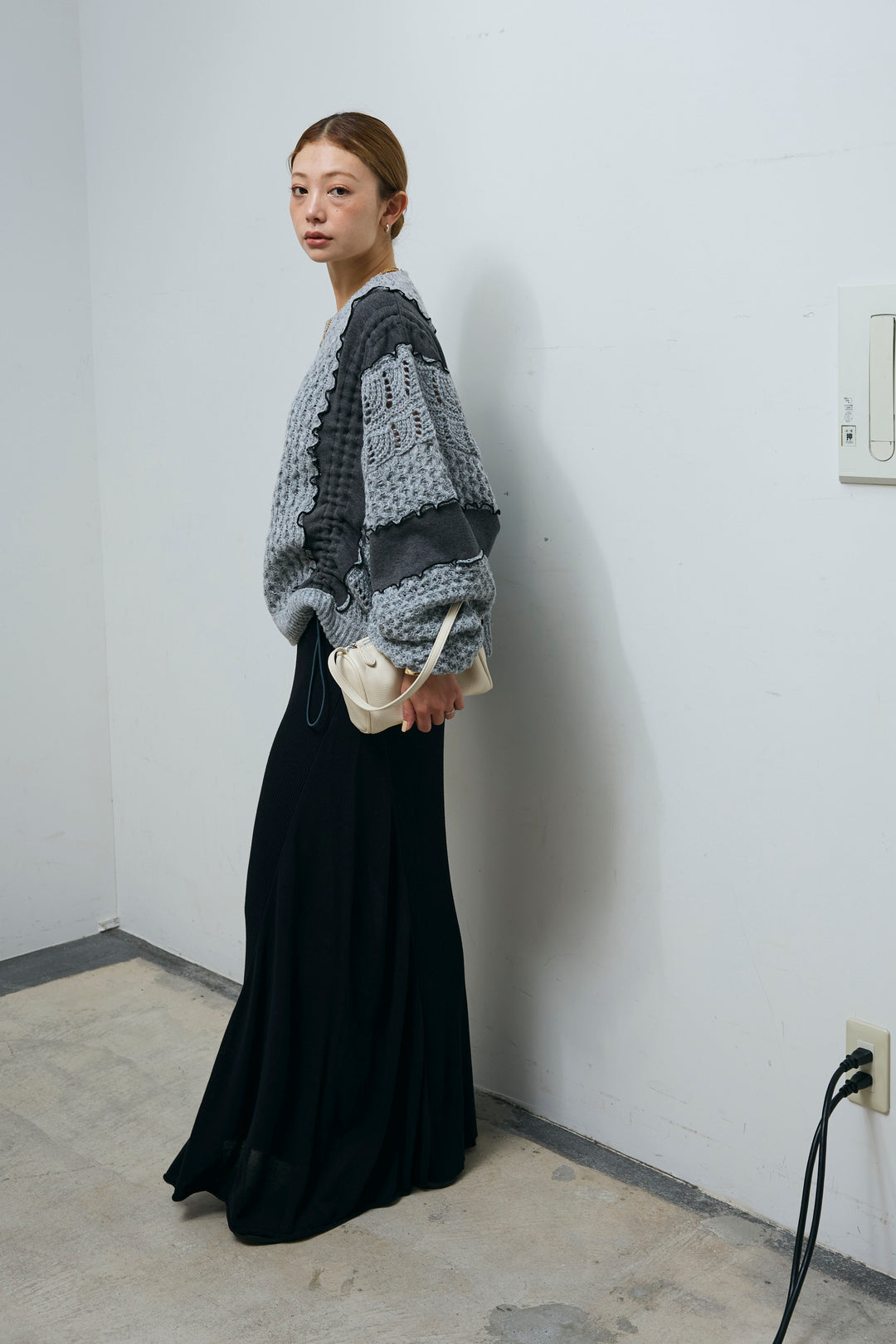 [予約]メロー袖ボリューム配色ニット