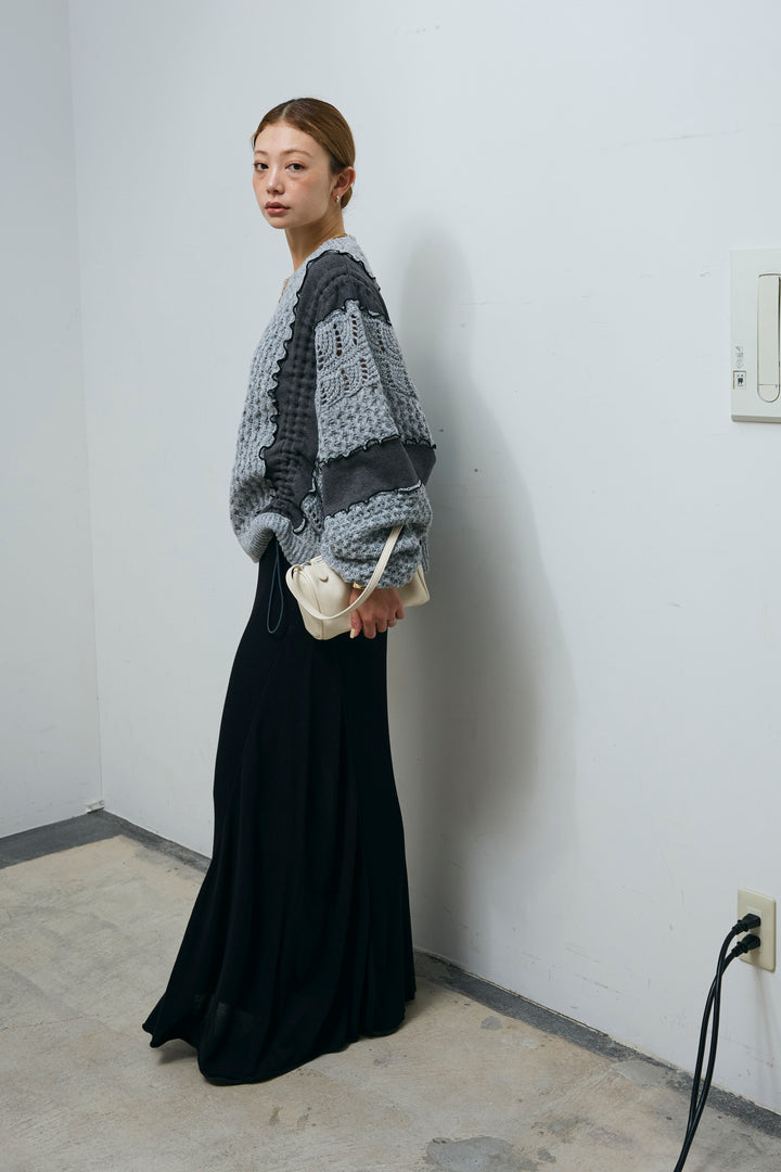 [予約]メロー袖ボリューム配色ニット