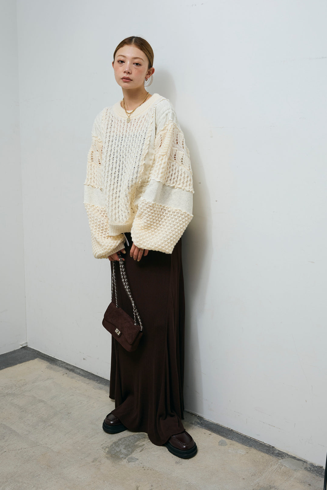 [予約]メロー袖ボリューム配色ニット