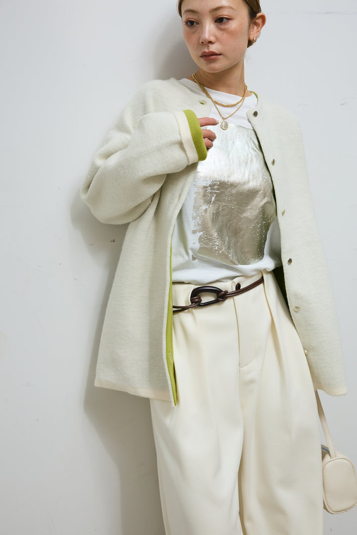 [予約]ダブルフェイス配色ニットコート