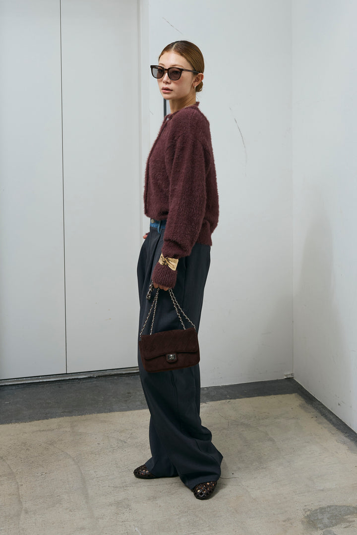 [予約/SET]ループ付きミニフェザーニット+ウエスト配色タックワイドパンツ(2set)