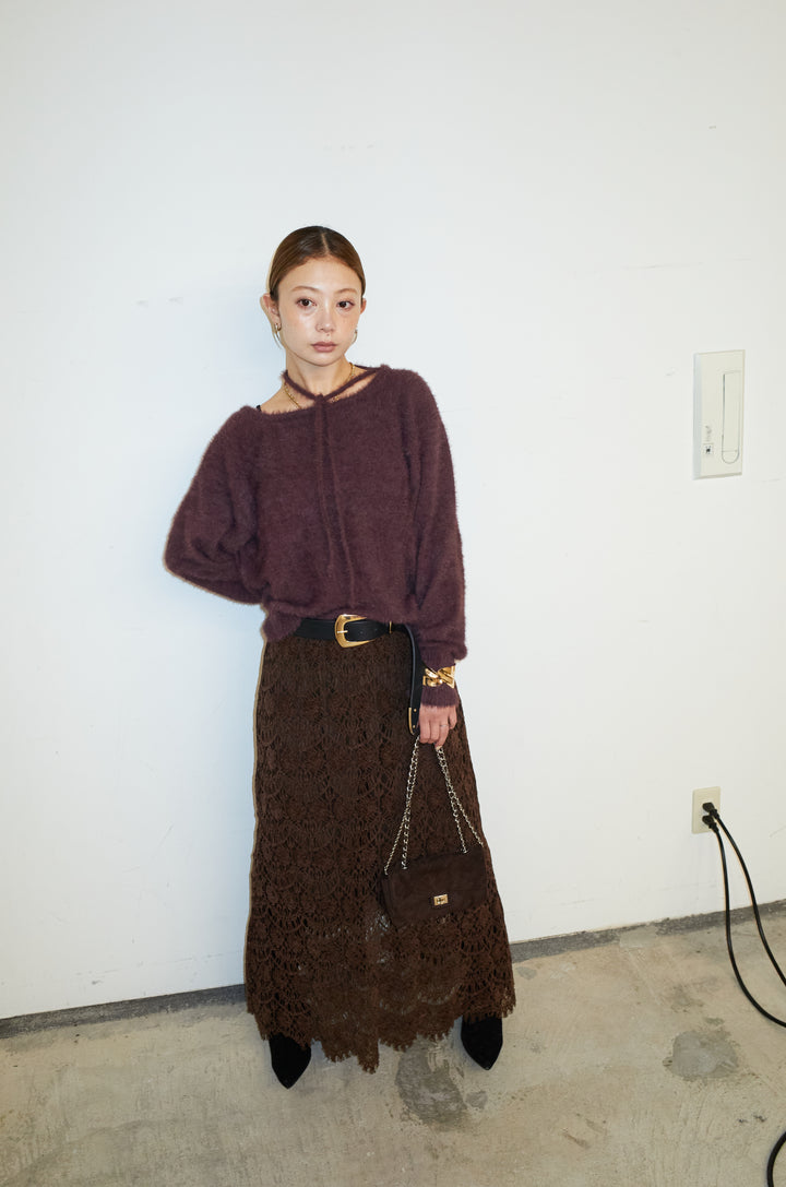 [予約]ループ付きミニフェザーニット