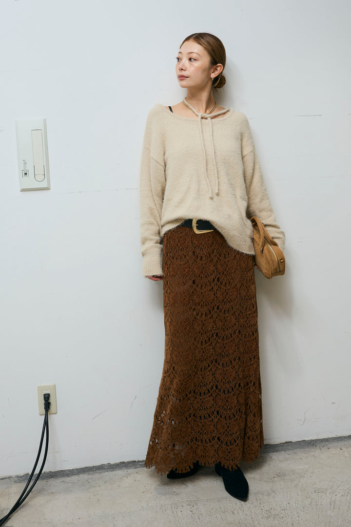 [予約]ループ付きミニフェザーニット