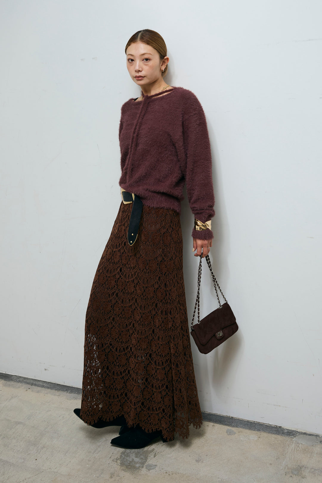 [予約]レース刺繍ロングスカート