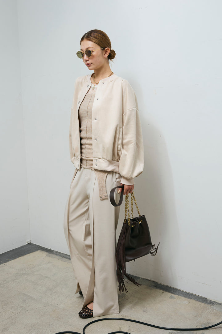 [予約/SET]スウェードタッチスタジャン+マルチウェイニットタンク+センタースリットパンツ(3set)