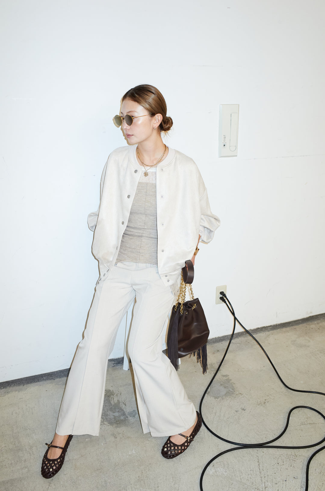 [予約/SET]スウェードタッチスタジャン+マルチウェイニットタンク+センタースリットパンツ(3set)