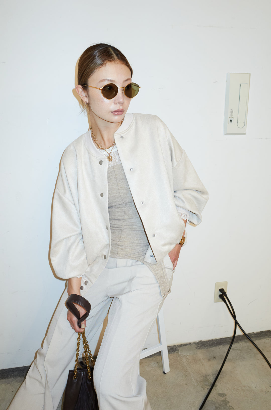 [予約/SET]スウェードタッチスタジャン+マルチウェイニットタンク+センタースリットパンツ(3set)