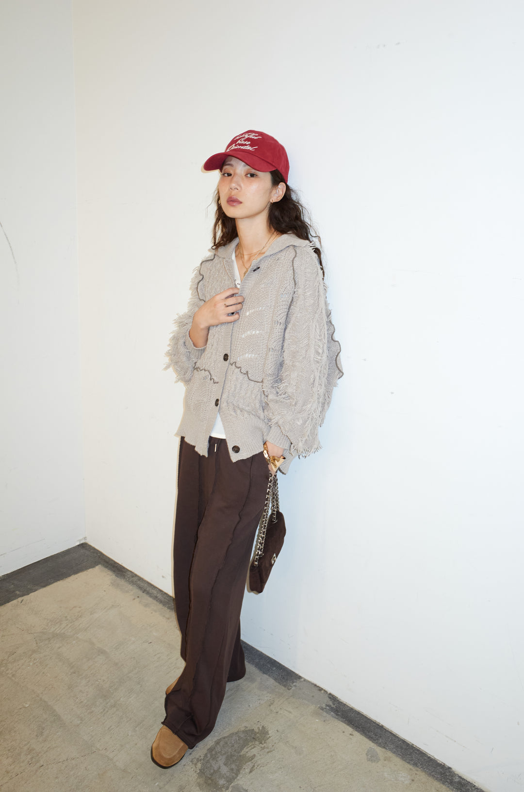 [予約/SET]フリンジカウチンカーディガン+ストレート裏毛パンツ(2set)