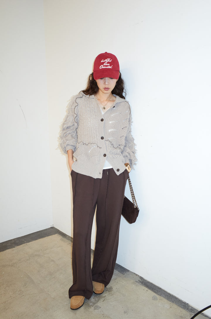 [予約/SET]フリンジカウチンカーディガン+ストレート裏毛パンツ(2set)