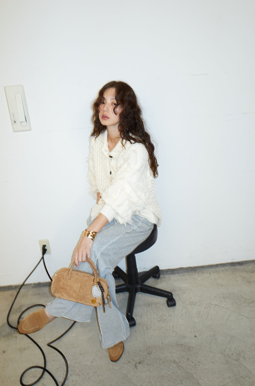 [予約/SET]フリンジカウチンカーディガン+ストレート裏毛パンツ(2set)