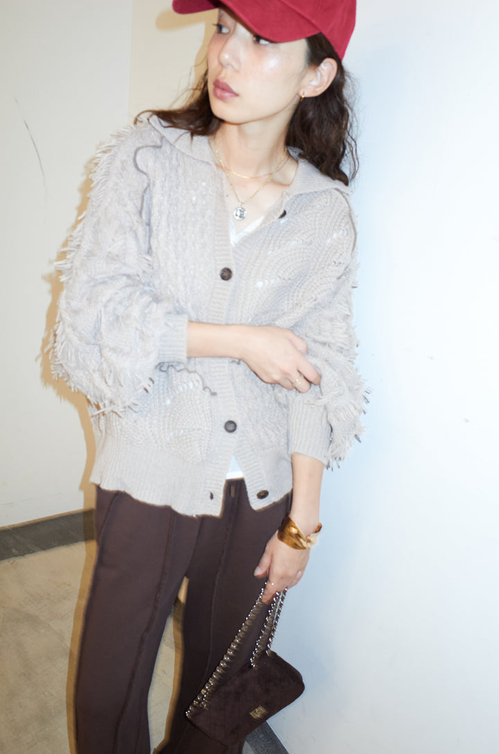 [予約/SET]フリンジカウチンカーディガン+ストレート裏毛パンツ(2set)