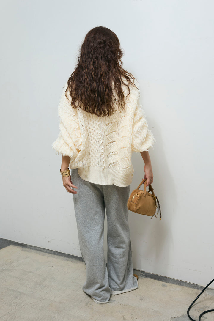 [予約/SET]フリンジカウチンカーディガン+ストレート裏毛パンツ(2set)