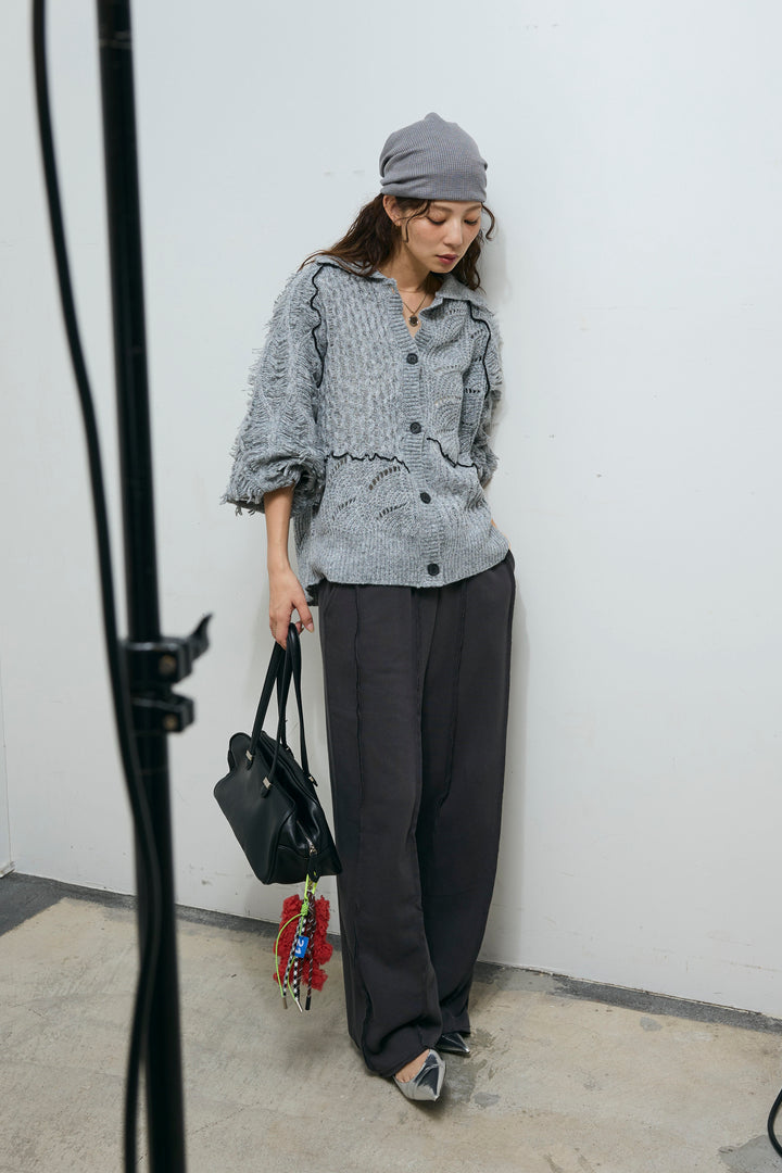 [予約/SET]フリンジカウチンカーディガン+ストレート裏毛パンツ(2set)