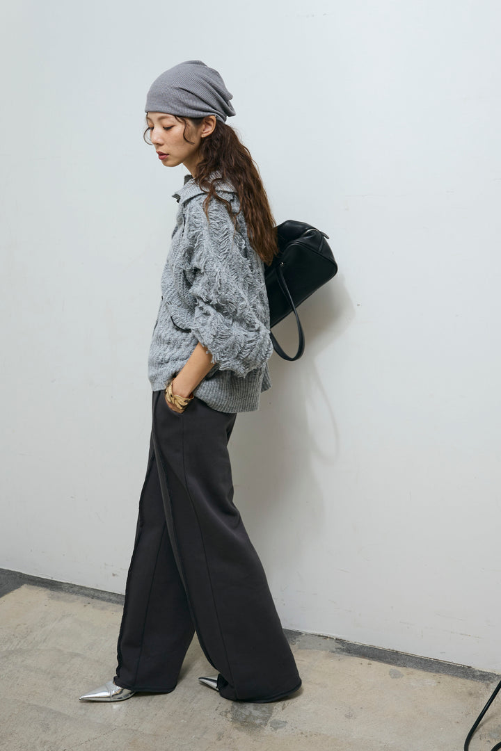 [予約/SET]フリンジカウチンカーディガン+ストレート裏毛パンツ(2set)