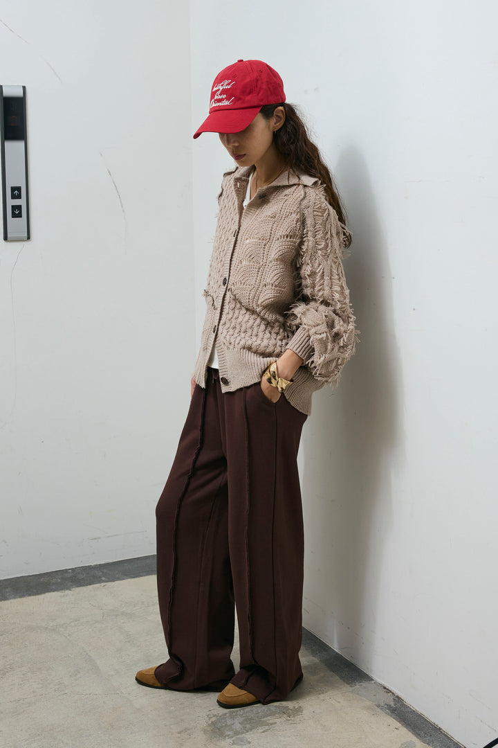 [予約/SET]フリンジカウチンカーディガン+ストレート裏毛パンツ(2set)