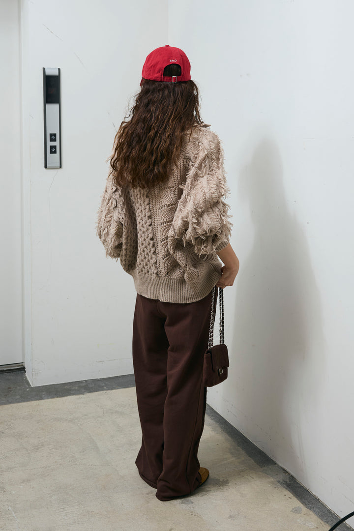 [予約/SET]フリンジカウチンカーディガン+ストレート裏毛パンツ(2set)