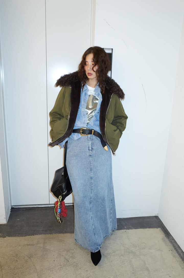 [予約/SET]ボア襟ジップブルゾン+オーセンティックデニムSK(2set)