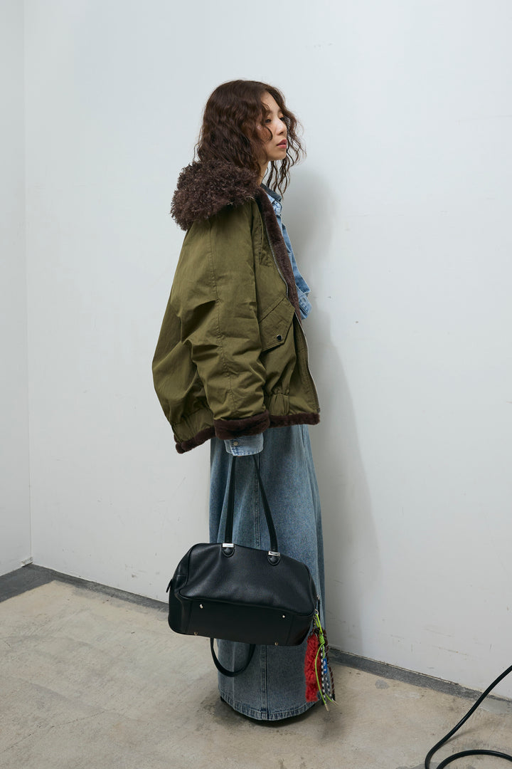 [予約/SET]ボア襟ジップブルゾン+オーセンティックデニムSK(2set)