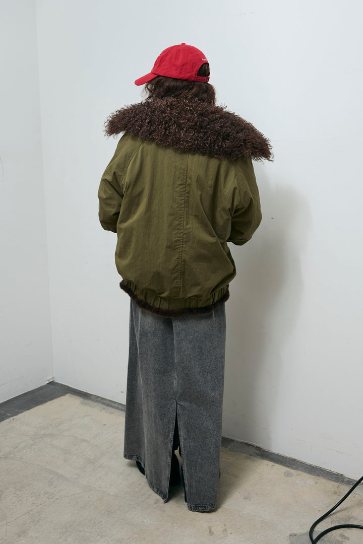 [予約/SET]ボア襟ジップブルゾン+オーセンティックデニムSK(2set)