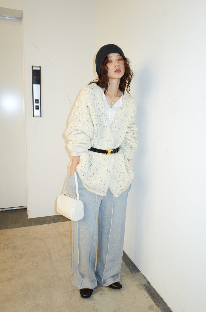 [予約/SET]ネップモールミドルカーディガン+ベロアチュールヘンリーネックT+ストレート裏毛パンツ(3set)