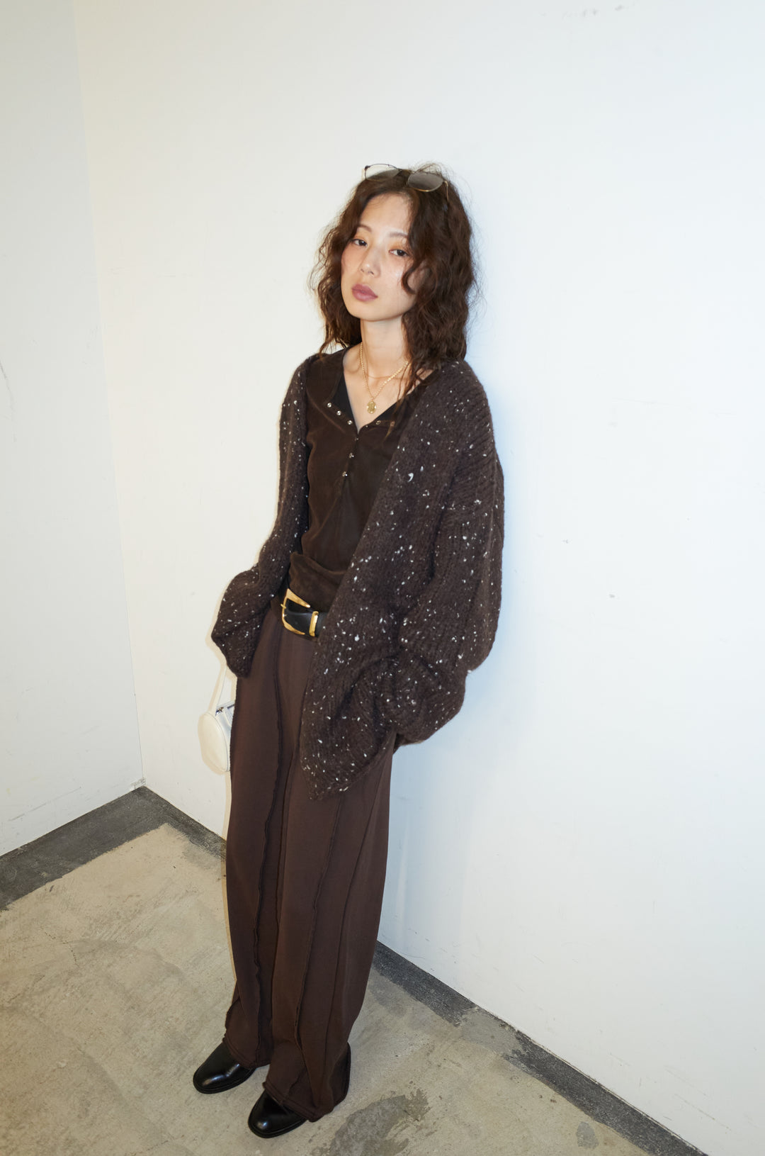 [予約/SET]ネップモールミドルカーディガン+ストレート裏毛パンツ(2set)