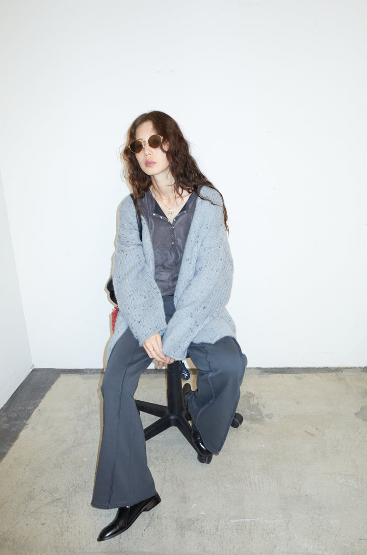 [予約/SET]ネップモールミドルカーディガン+ベロアチュールヘンリーネックT+ストレート裏毛パンツ(3set)