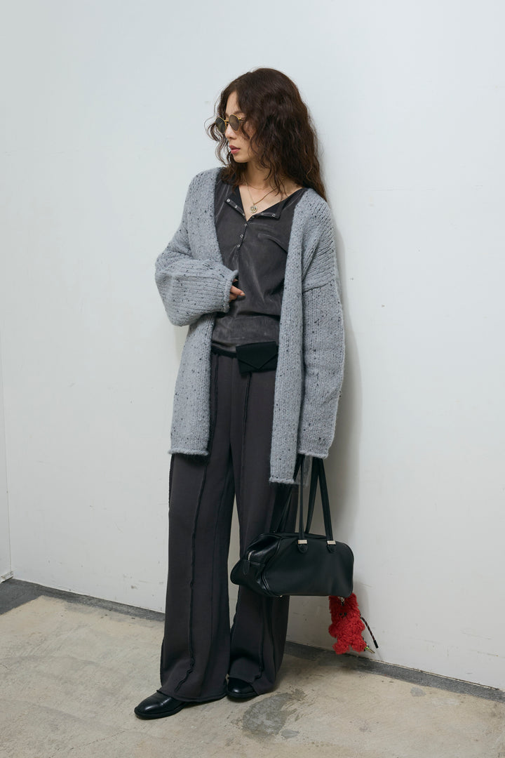 [予約/SET]ネップモールミドルカーディガン+ストレート裏毛パンツ(2set)