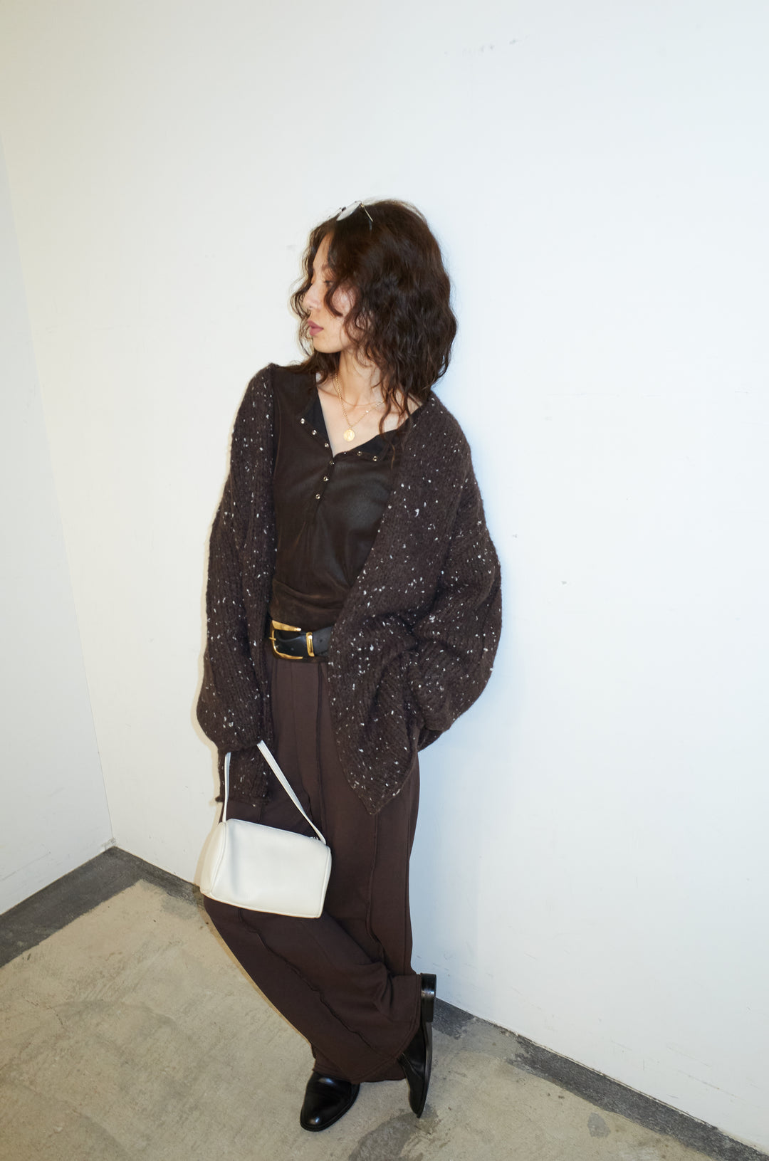 [予約/SET]ネップモールミドルカーディガン+ストレート裏毛パンツ(2set)