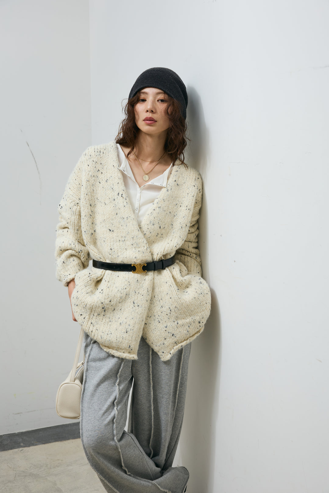 [予約/SET]ネップモールミドルカーディガン+ストレート裏毛パンツ(2set)