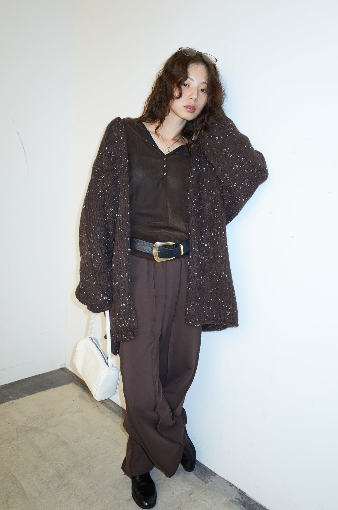 [予約/SET]ネップモールミドルカーディガン+ストレート裏毛パンツ(2set)