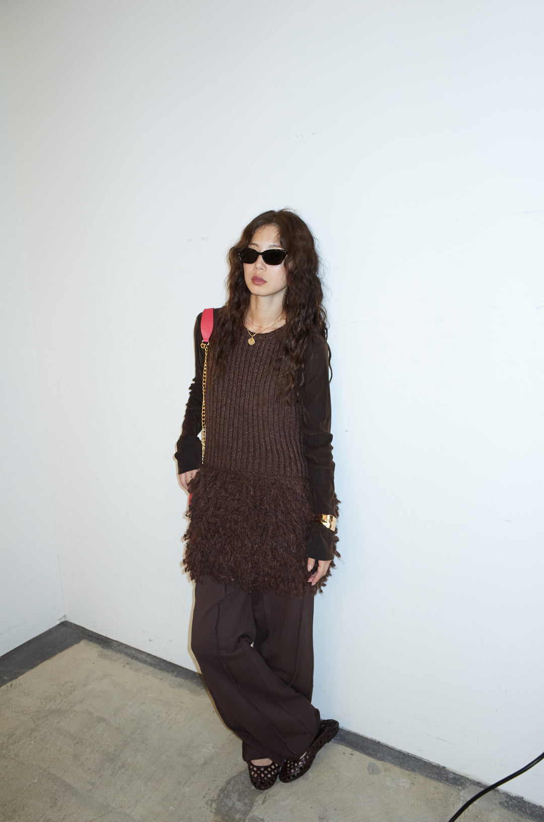 [予約]フリンジ切り替えニットチュニック