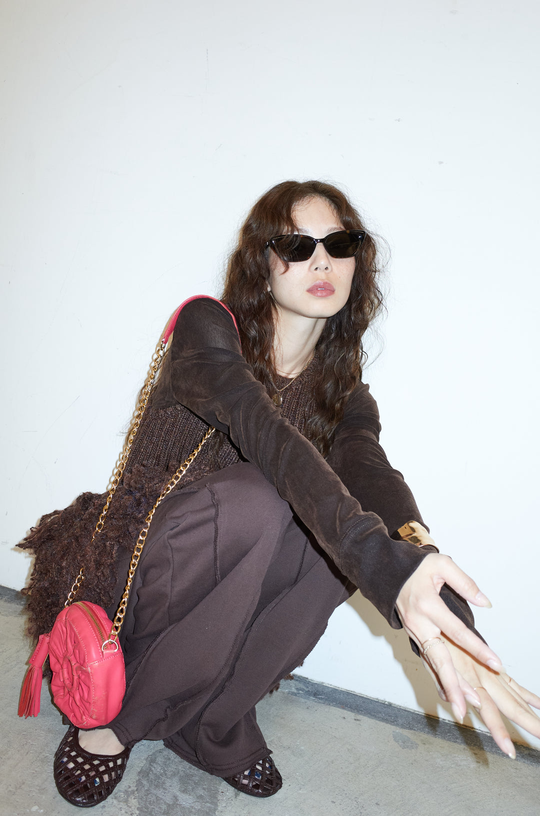 [予約/SET]フリンジ切り替えニットチュニック+ストレート裏毛パンツ(2set)